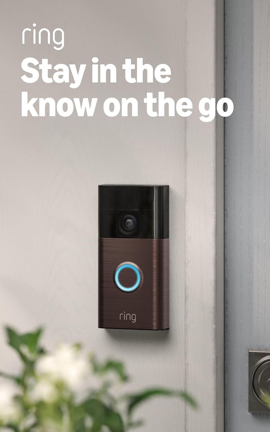 Ring Battery Doorbell, Home or business security with Head-to-Toe video, Live View with Two-Way Talk, and Motion Detection & Alerts, Venetian Bronze
