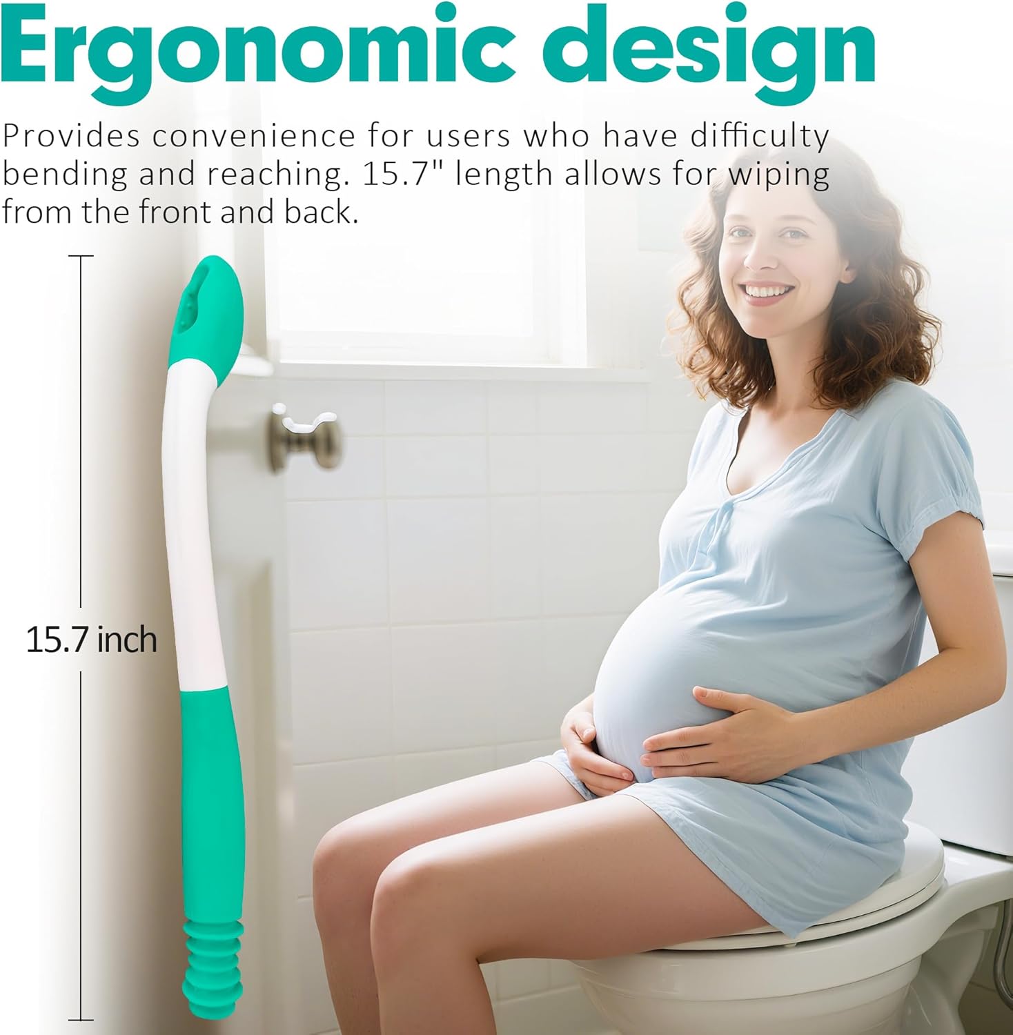 Butt Wiper Tool, 15.7" Comfort Wipe Toilet Aid for Wiping Bottom, Bottom Buddy Wiping Aid for Disabled, Elderly, Overweight, Pregnant People, Easy to Use Bottom Buddy Wiping Assist Tool - Image 6