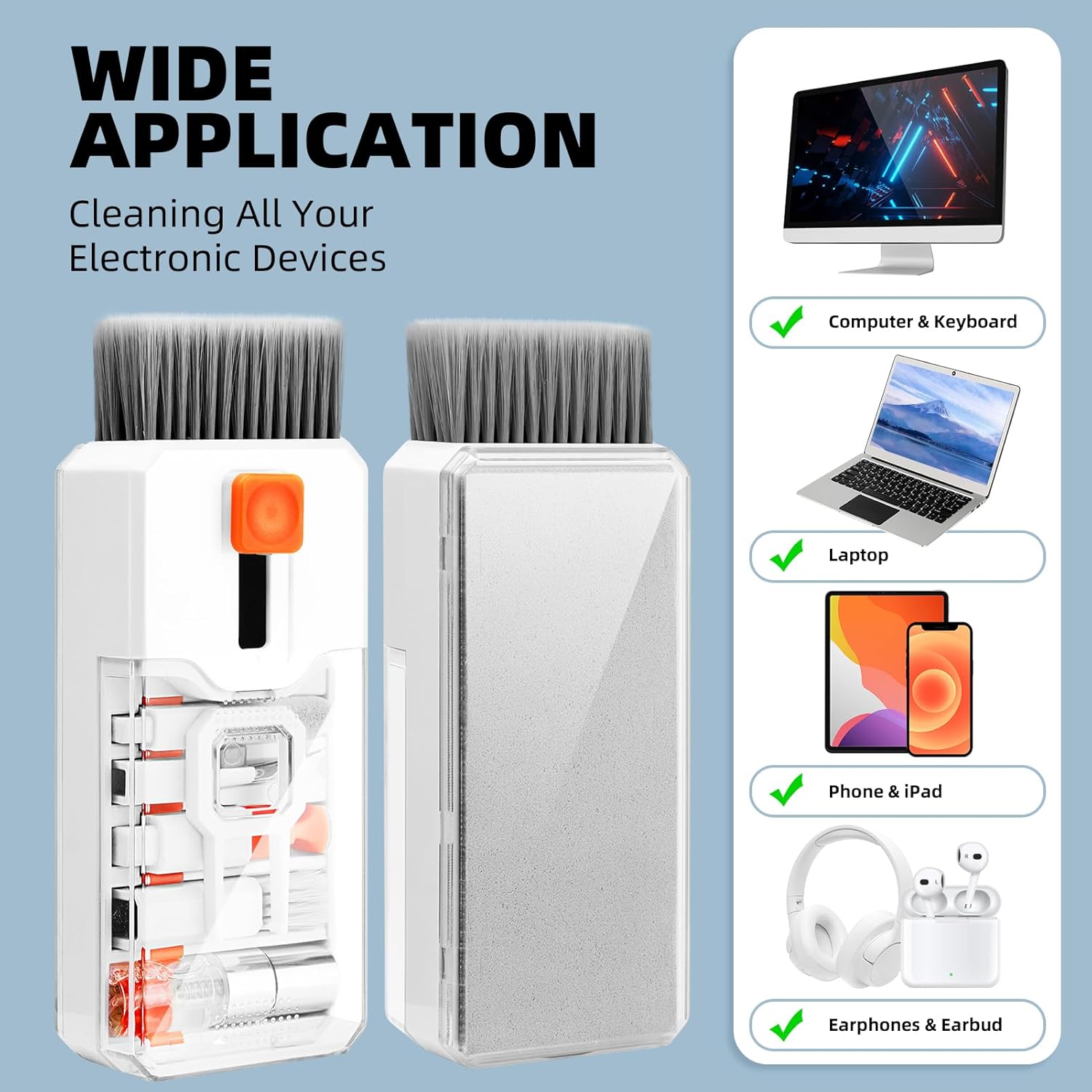 Keyboard Cleaning Kit Laptop Cleaner, All-in-1 Computer Screen Cleaning Brush Tool, Multi-Function PC Accessories Electronic Cleaner Kit Spray for iPhone iPad Macbook Earbud Camera Monitor with Patent - Image 7