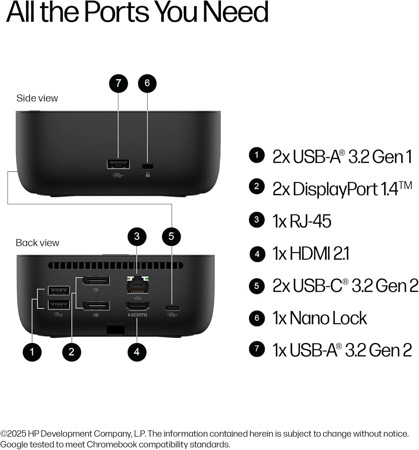HP USB-C 100W G6 Dock, Future-Proof Design with Ambient LED Lighting and On-Screen Display Notifications, Additional USB-C Ports, Upgraded HDMI 2.1 Port, Upgraded to 120Hz Refresh Rate - Image 10