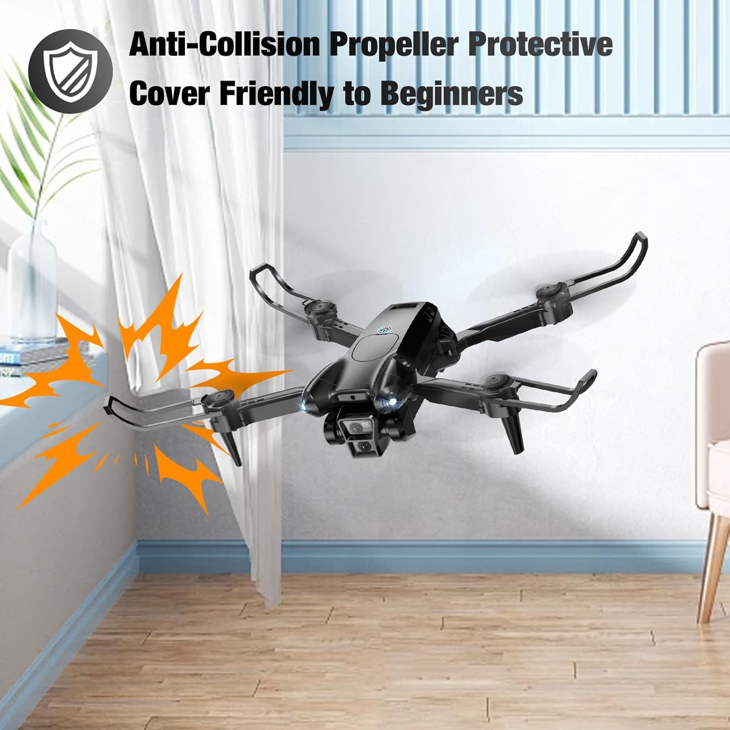 Drone with Camera 1080P HD,Mini Drone for Beginners Kids Adults,Foldable RC Quadcopter with Stable Hover,Trajectory Flight,One Key Take Off/Land,2 Batteries,Toys for Boys and Girls(Black) - Image 6