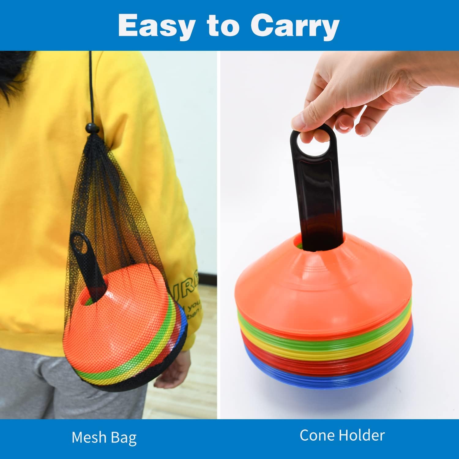 25/50/100pcs Disc Cones, Agility Soccer Cones with Carry Bag and Holder, Soccer Cones for Sports Training, Football, Soccer, Basketball, Coaching, Practice Equipment, 5 Color - Image 4