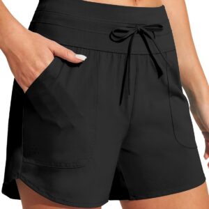 IUGA Womens 5″ Swim Board Shorts Stretchy High Waisted Beach Shorts for Women Quick Dry UPF 50+ Swimsuit Bottoms with Liner