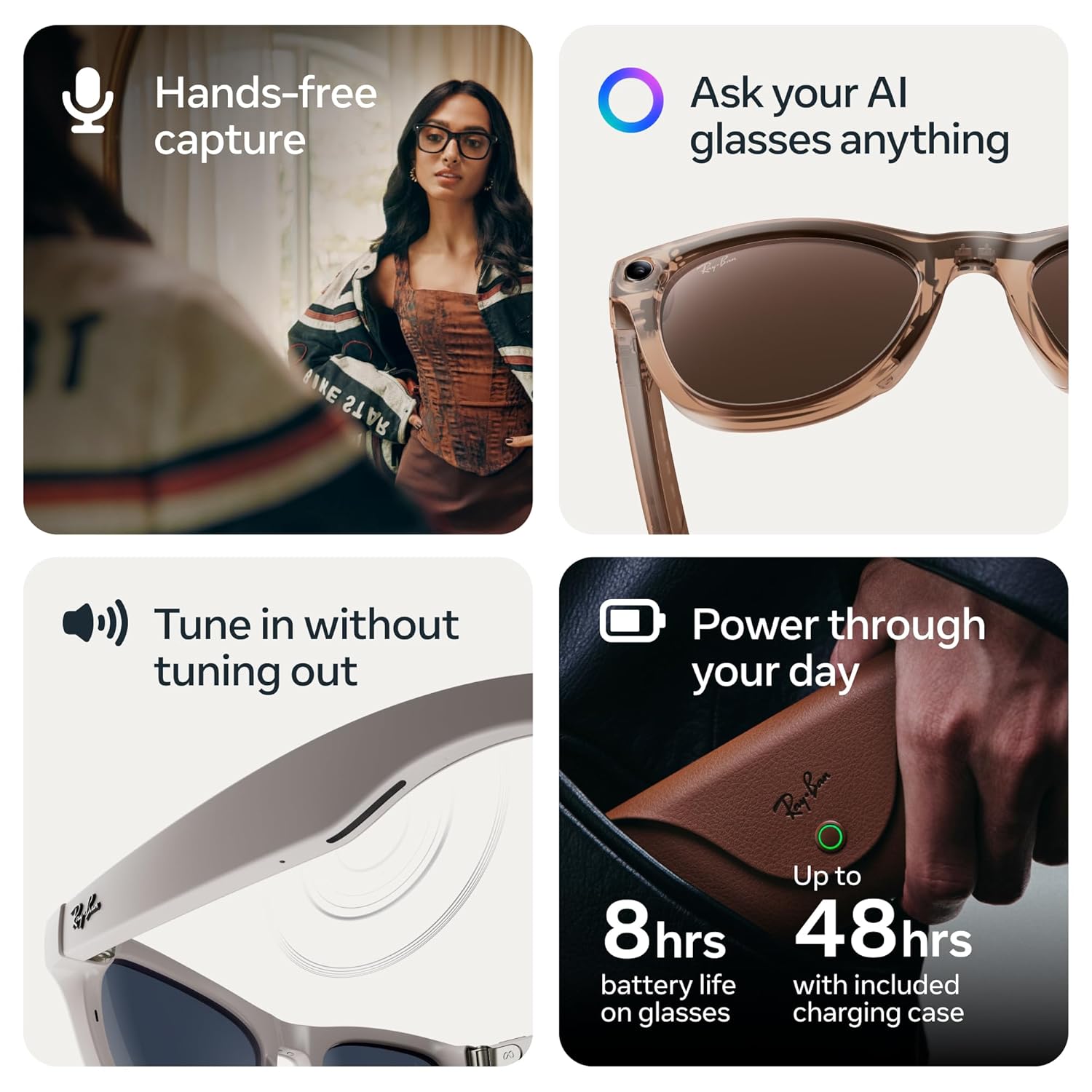 Ray-Ban Meta (Gen 2), Wayfarer, Matte Black | Smart AI Glasses for Men, Women — 2X Battery Life — 3K HD Resolution — 12 MP Ultra-Wide Camera, Audio, Video — Clear Lenses — Wearable Technology - Image 4