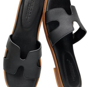 Project Cloud 100% Genuine Leather Sandals for Women 2026 – Fashion Flat Womens Sandals with Memory Foam Insole Slides Sandals Women Footwear – Mules Women’s Sandals (Jannel)
