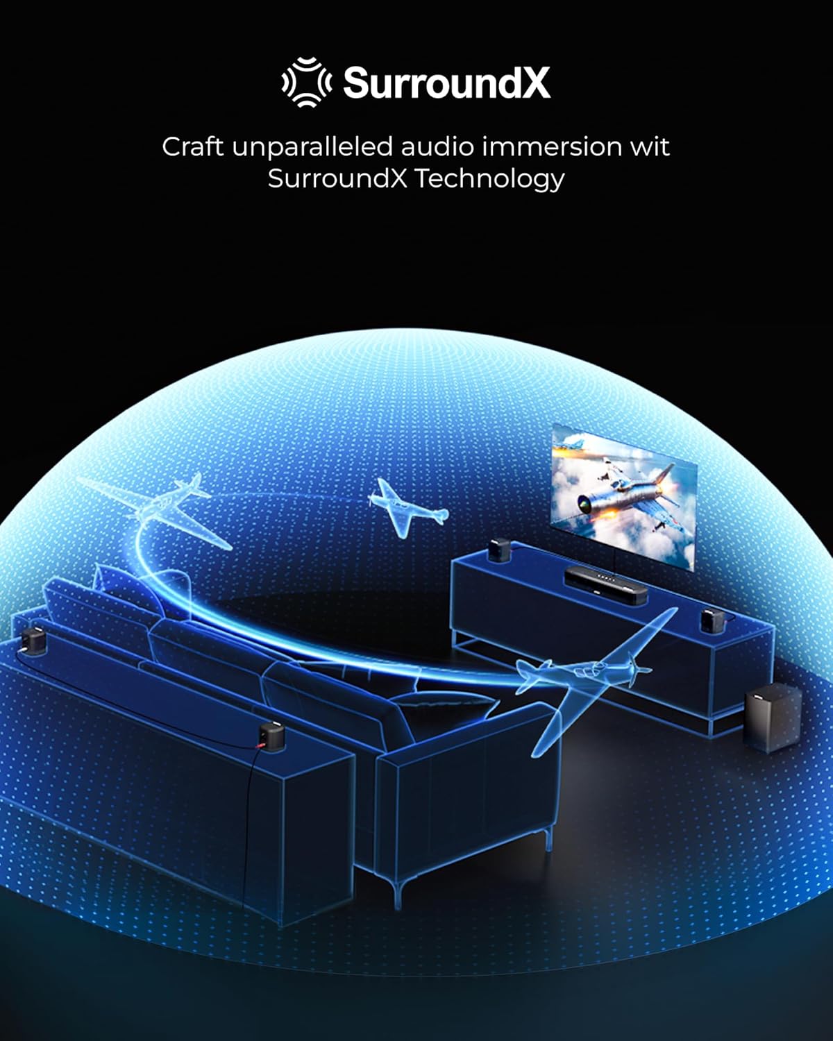 ULTIMEA 7.1ch Dolby Atmos Surround Sound System for TV, with 4 Surround Speakers, Surround Sound System Sound Bar with Subwoofer for Home Theater, App Control, HDMI eARC, Aura A60, 2026 Model - Image 7