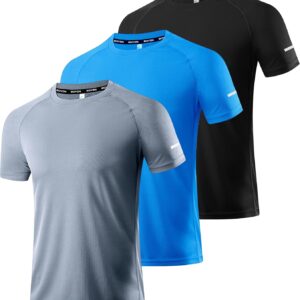 Boyzn 1, 3, 5 or 7 Pack Men’s Workout Running Shirts, Dry Fit Moisture Wicking T-Shirt, Gym Athletic Short Sleeve Tee Shirts