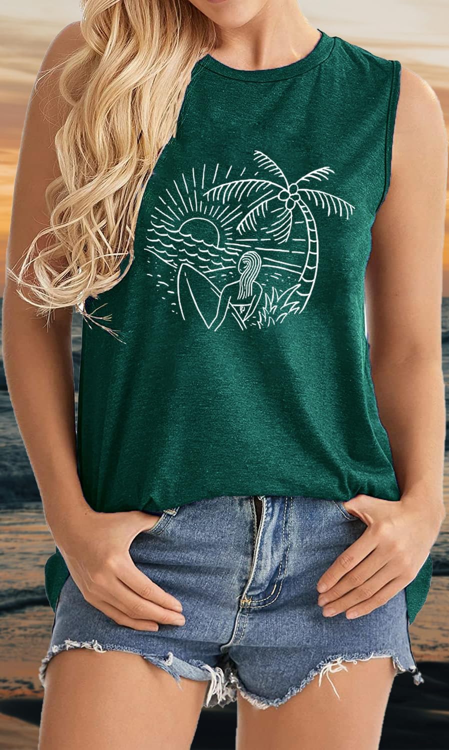 Girls Trip Tank for Women Coconut Tree Graphic Print Summer Workout Sleeveless O Neck Tank Top - Image 3