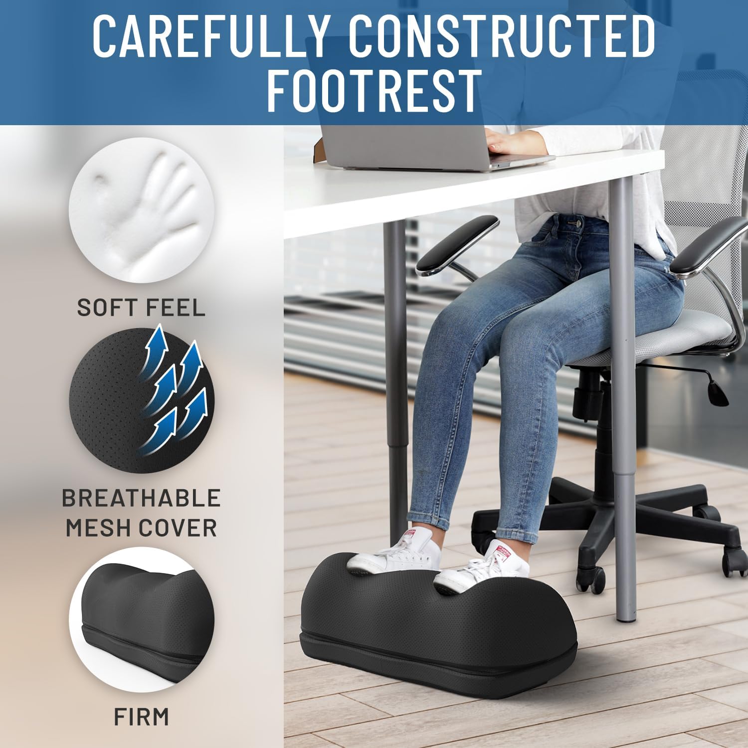 Elevate Series by Everlasting Comfort Adjustable Cloud Foot Rest for Under Desk at Work with Pressure Point Nodes - Comfortable Memory Foam Office Foot Stool & Desk Pillow, Gaming & Home Accessories - Image 3