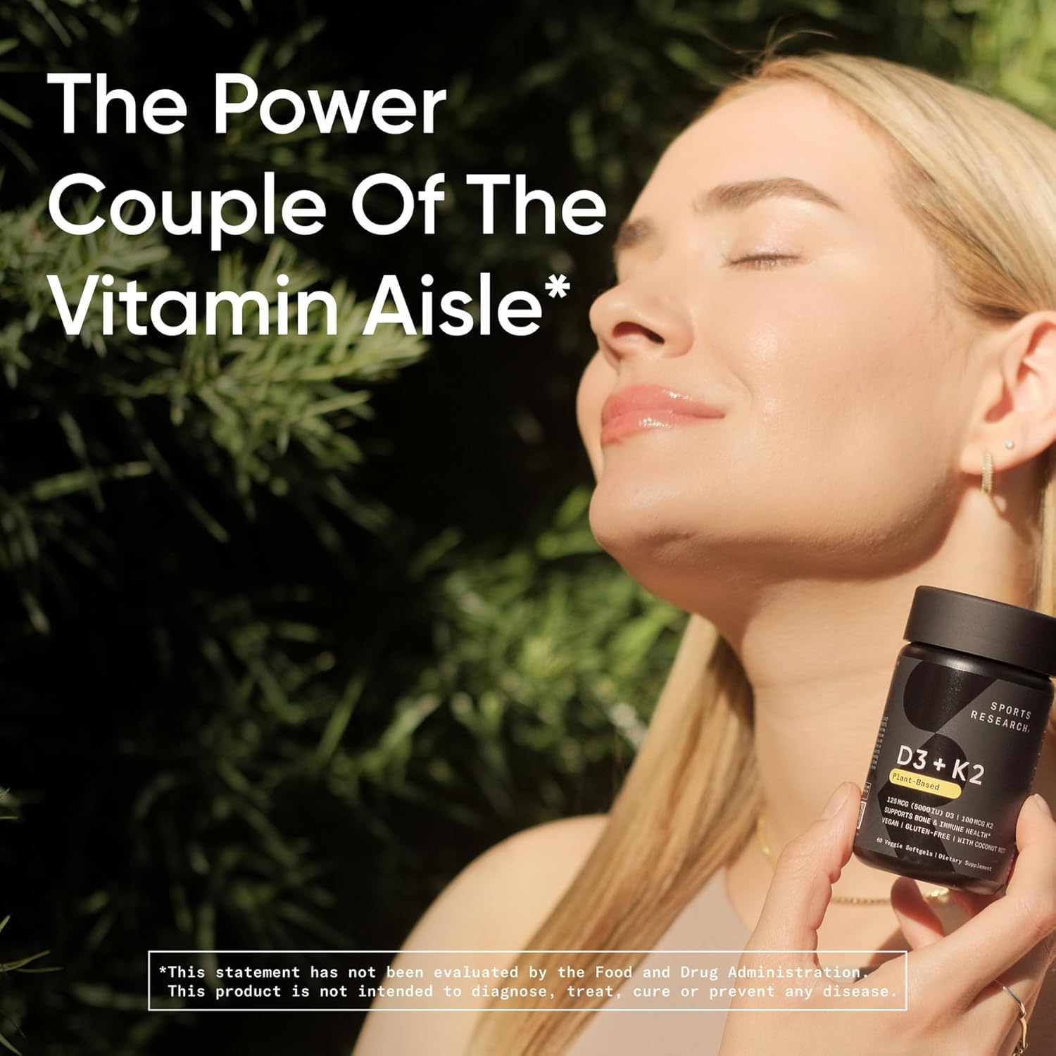 Sports Research® Vitamin D3 + K2 w/ Coconut Oil - Vegan Vitamin D 5000iu & Mk7 Vitamin K 100mcg for Bone & Immune Support - Vegan Certified · Non-GMO · Soy Free - 60 Softgels - Image 6