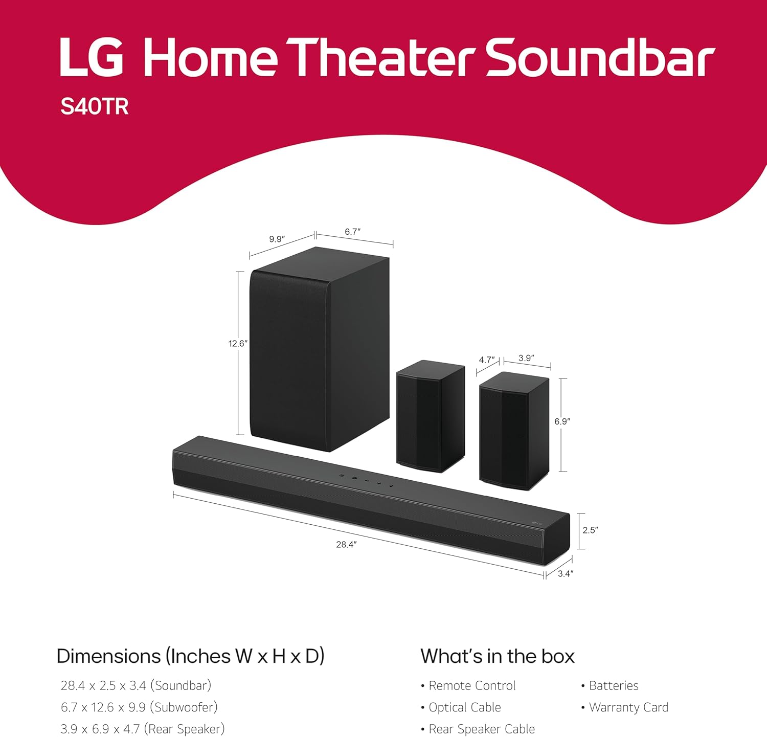 LG S40TR 4.1 ch. Home Theater Soundbar with Rear Surround Speakers and Wireless Subwoofer, Wow Interface, Dolby Audio, AI Sound Pro, Amazon Exclusive - Image 6