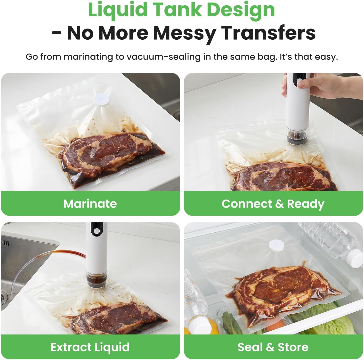 Portable Handheld Vacuum Sealer, Cordless Food Vacuum Sealer Machine for Home & Travel, 1500mAh 60kPa Rechargeable Vacuum Sealer for Food with 30 Bags, for RV, Camping, and Meal Prep - Image 4