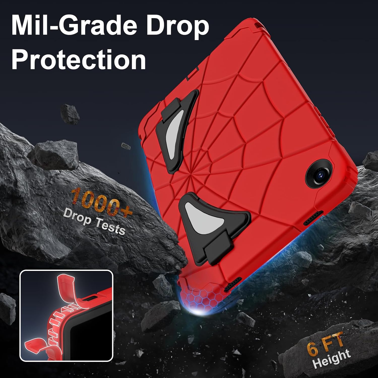 Case for Galaxy Tab A11 Plus /A9 Plus Samsung Tablet A11+ / A9+ 11 Inch Cases with Screen Protector 2026/2024 Galaxy 11" Cover Thickned Cornor Kickstand, Red Black - Image 4