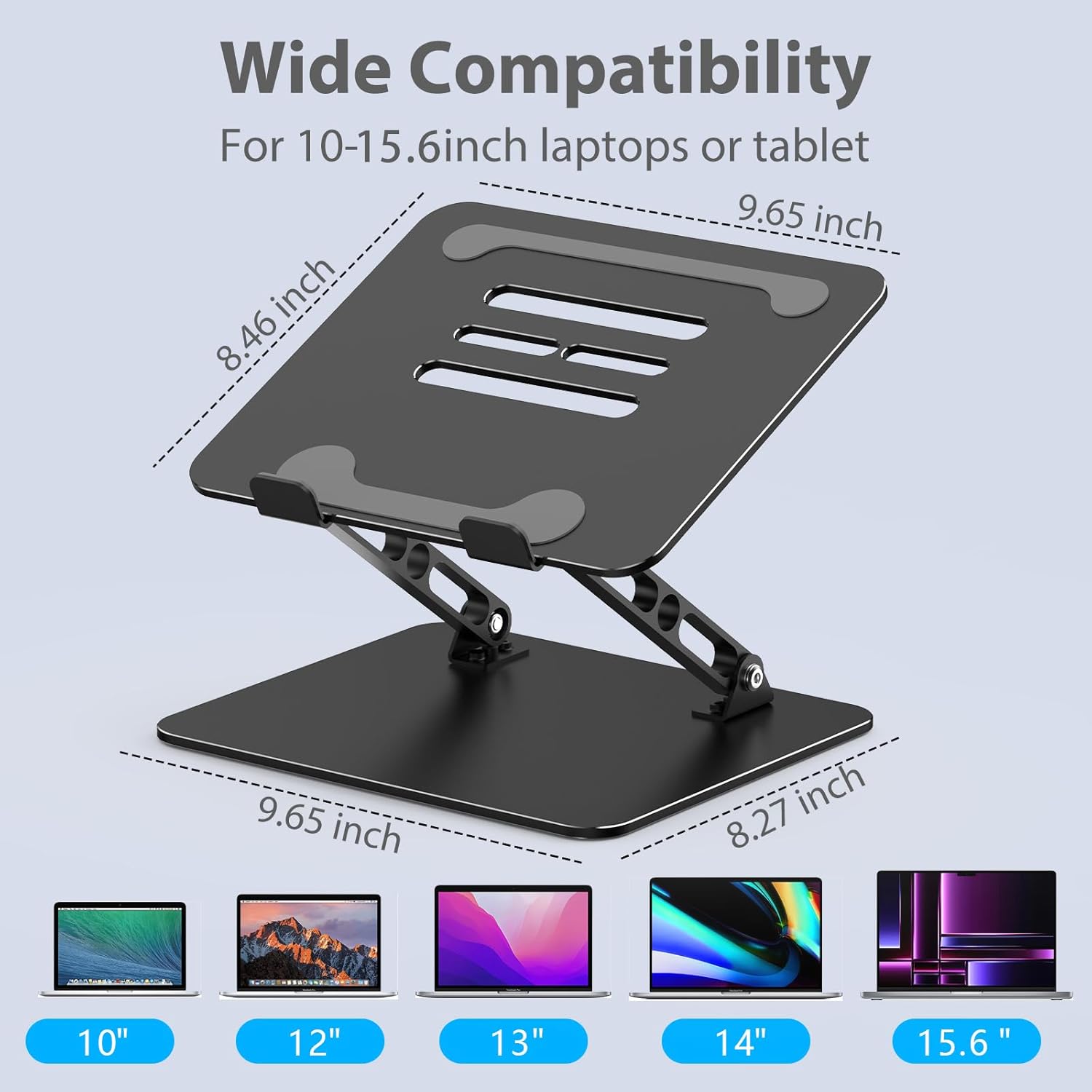 Adjustable Laptop Stand for Desk, Metal Foldable Laptop Riser Holder, Portable Desktop Book Stands, Ventilated Cooling Computer Notebook Stand Compatible with 10-15.6” Laptops - Image 5