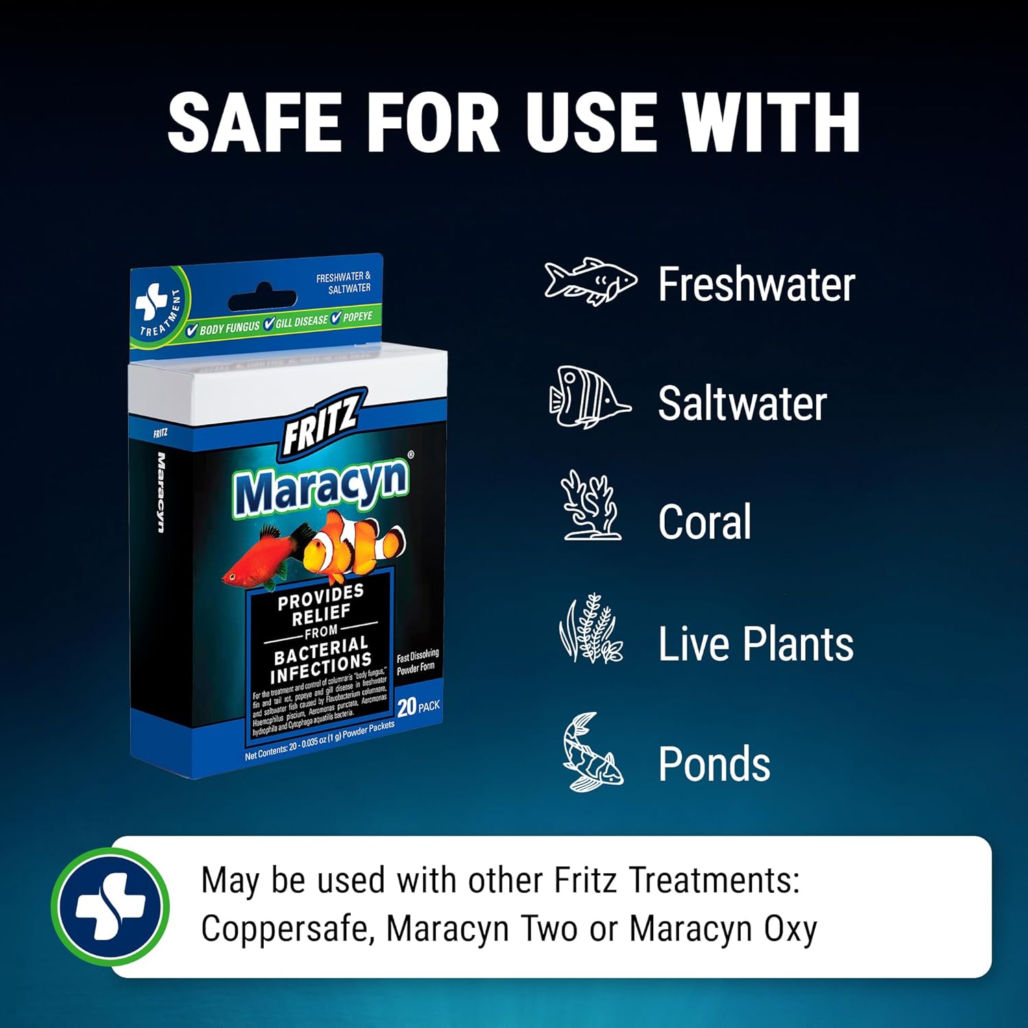 Fritz Maracyn - for Saltwater and Freshwater gram-Positive Relief from Bacterial gil, Popeye, More - Easy dose Packets, 20 Count - Image 5