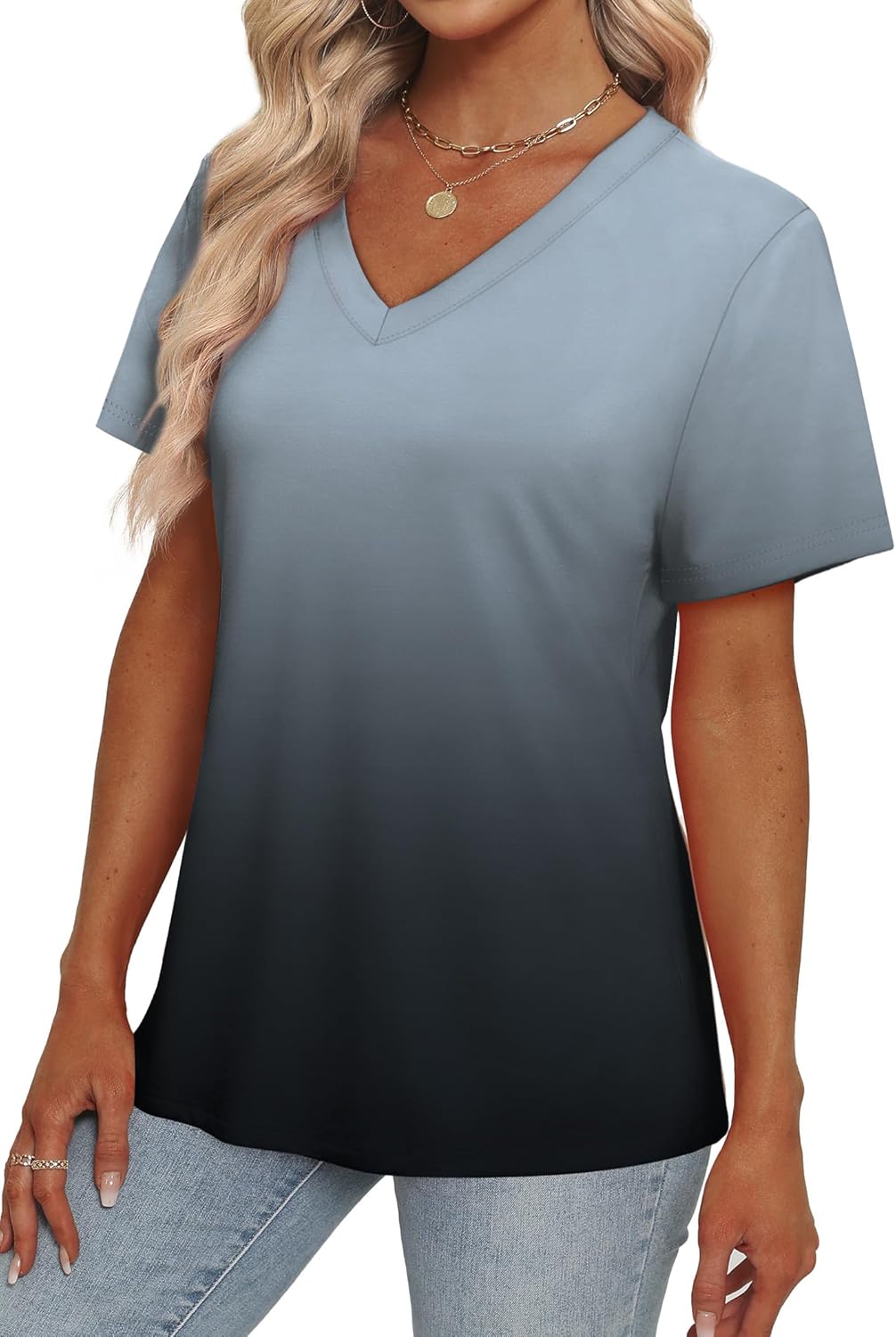 Alaroo Womens Summer Tops 2026 V Neck Short Sleeve Shirts Trendy Dressy Casual Vacation Outfits Printed - Image 3