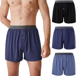 BAMBOO COOL Mens Boxer Shorts Underwear Soft Comfortable Breathable Knit Boxers Short for Men (3 or 5 Pack)