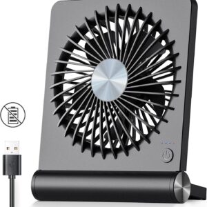 Koonie USB Fan, Strong Wind Ultra Quiet Small Desk Fan 220° Tilt Folding 3 Speeds Adjustable USB-C Powered Personal Fan for Home Office Desktop Black, NO BATTERY