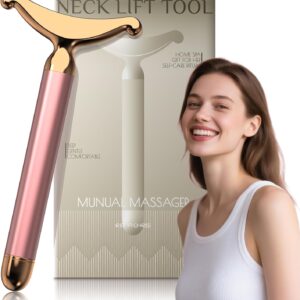 Facial Massager & Neck Lifter, Lymphatic Drainage Depuffer, Jawline Sculpting Tool, Under-Eye Care, Ergonomic Weighted Metal, at-Home Spa Results