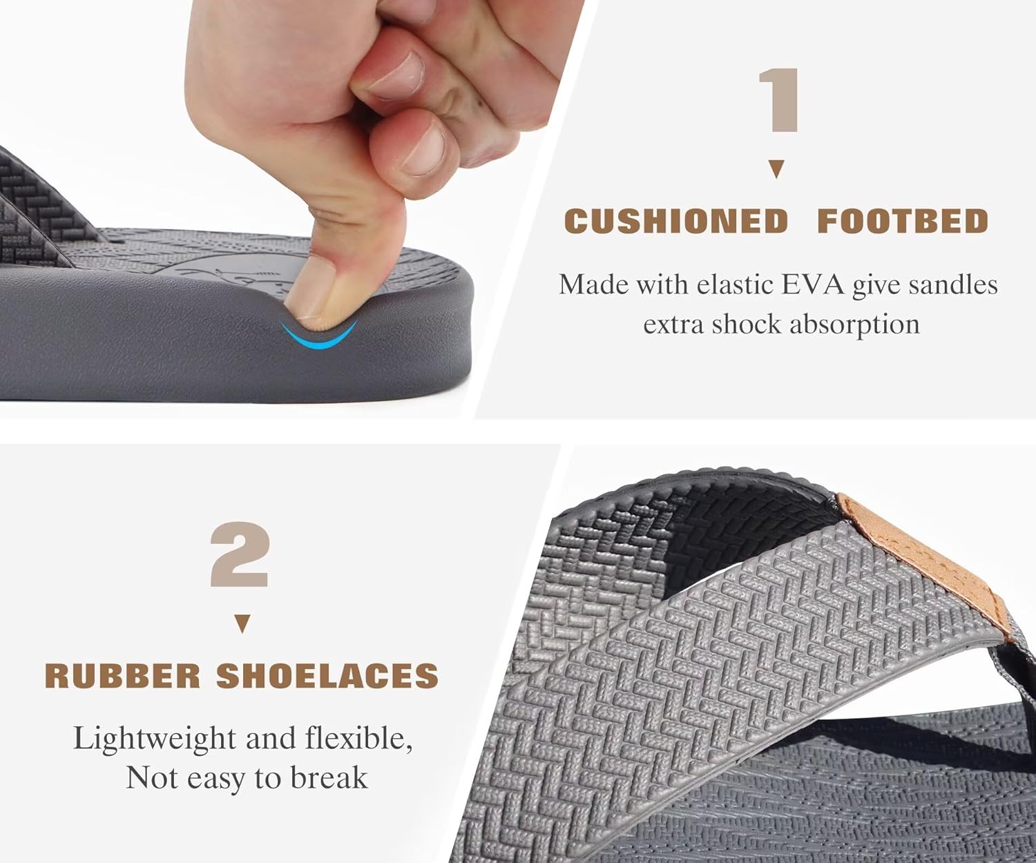 KuaiLu Mens Flip Flops Arch Support Comfortable Summer Beach Thong Sandals Yoga Foam Cushion Slip on Slippers - Image 6