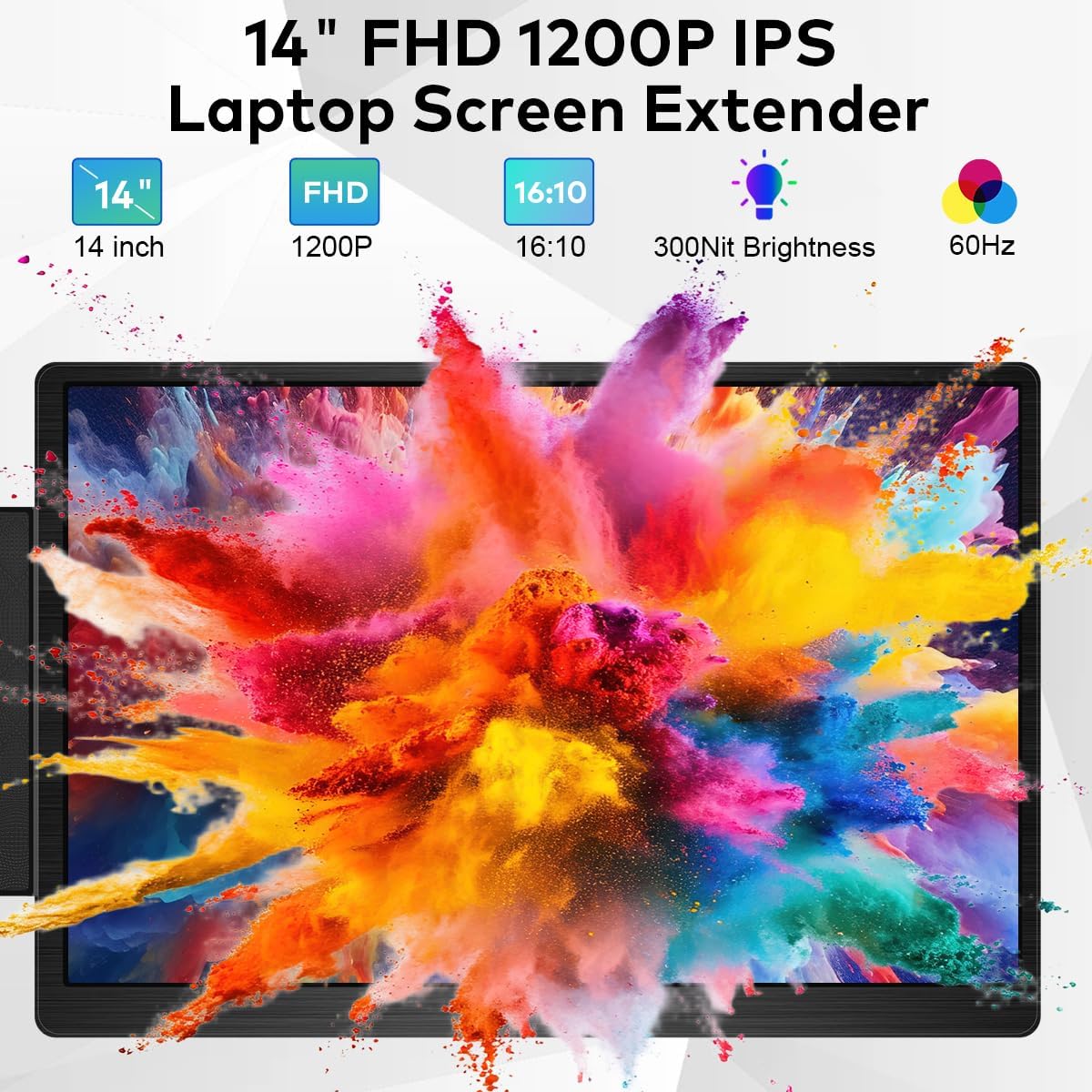 14" Laptop Screen Extender, FHD 1200P IPS Dual/Triple Portable Monitor for Laptop, 360° Flip Left Screen, USB-C/HDMI Plug & Play, Multi Travel Computer Monitor Display for 12-17.3" Win/Mac -S7C - Image 2