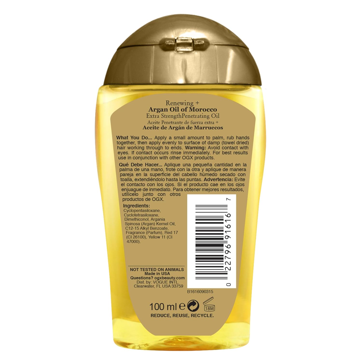 OGX Renewing + Argan Oil of Morocco Hair Oil, Extra Strength Penetrating Serum Treatment for Dry, Damaged, Frizzy, Curly & Coarse Hair, Cold-Pressed Argan Oil, Shine, 3.3 Fl Oz - Image 7