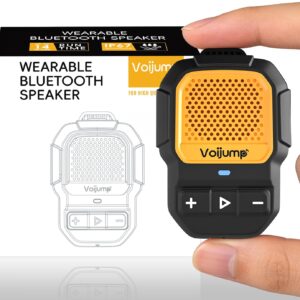 Wearable Bluetooth Speaker, Mini Clip-On Wireless Jobsite Pro Dust & Water Resistant Portable Speaker, Built-in Mic for Hands-Free Calls/Music, Non-Magnetic, 100ft Range