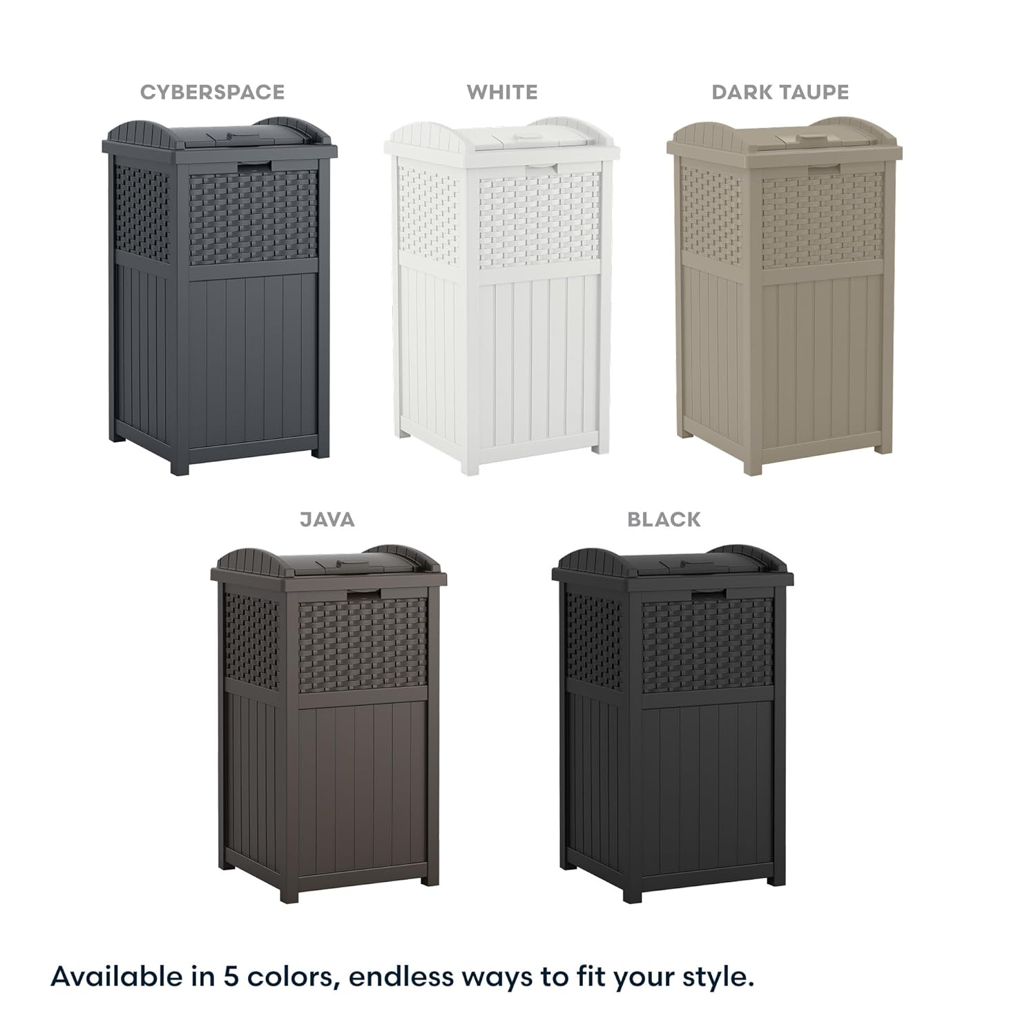 Suncast 33 Gallon Commercial Outdoor Trashcan Hideaway with Lid for 30 to 33 Gallon Trash Bags for Garage, Backyard, or Garden, Brown - Image 6
