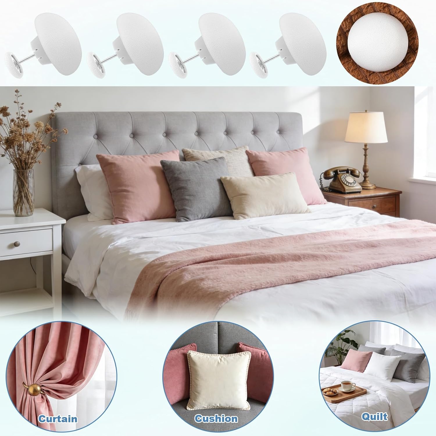 TIESOME 20Pcs Duvet Clips Set, Anti-Slip Duvet Cover Pin Duvet Clips to Hold Comforter Inside Comforter Fasteners Bedding Accessories Duvet Snaps for Curtains Quilts Cushions Blankets(White) - Image 7