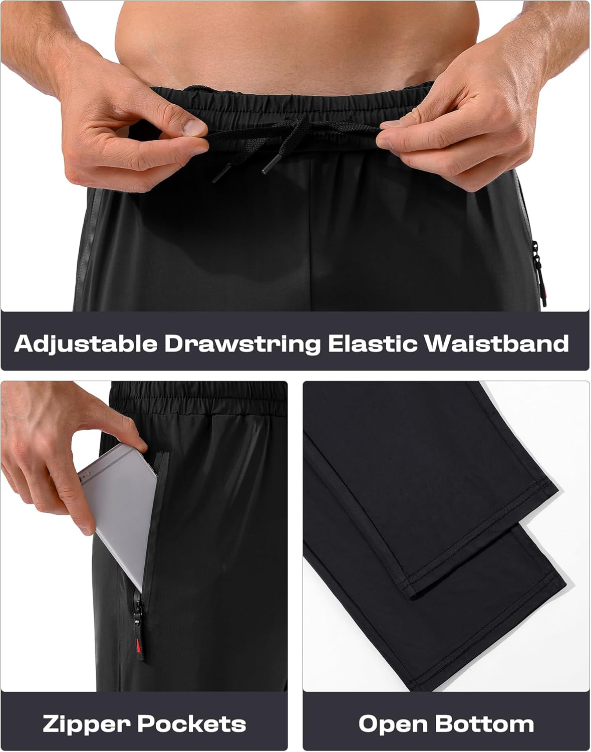 MSGD 5 Pack Men's Sweatpants with Zipper Pockets Stretch Lightweight Athletic Track Activewear Pants for Men Joggers - Image 5