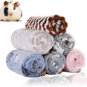 Grddaef Guinea Pig Fleece Blankets 6 Pieces Waterproof & Washable Small Animal Cage Liners Sleep Mat Bedding Pad for Hamster Chinchilla Rabbit Hedgehog (S-7.9 x 7.9 Inch)
