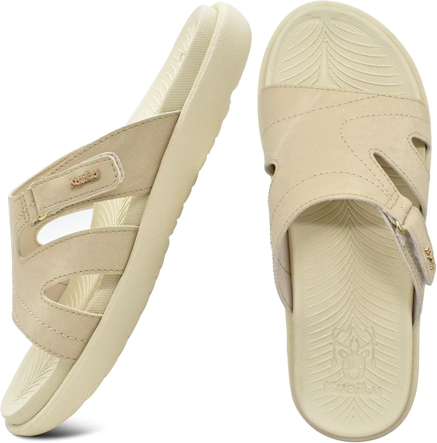 KuaiLu Womens Fashion Orthotic Slides Ladies Lightweight Athletic Yoga Mat Sandals Slip On Thick Cushion Slippers Sandals With Comfortable Plantar Fasciitis Arch Support - Image 3