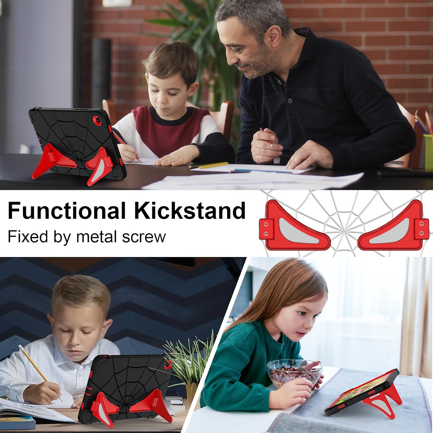 Case for Galaxy Tab A11 Plus /A9 Plus Samsung Tablet A11+ / A9+ 11 Inch Cases with Screen Protector 2026/2024 Galaxy 11" Cover Thickned Cornor Kickstand, Black Red - Image 8