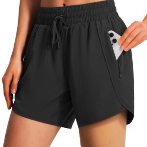 Ksmien Women’s 5″/ 7″ Athletic Running Shorts Quick Dry Lightweight Workout Gym Shorts with Zipper Pockets UPF 50+