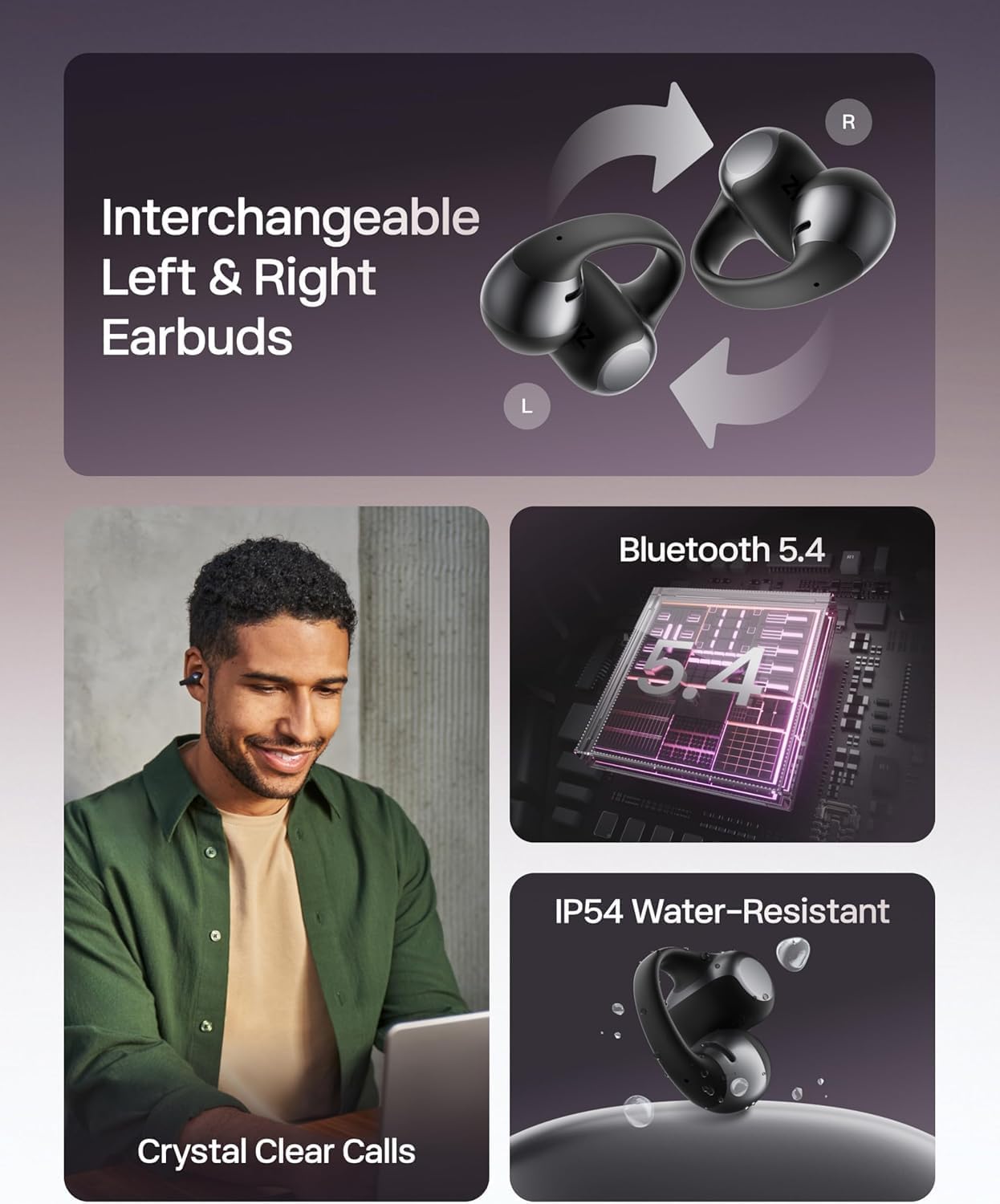 SHOKZ OpenDots ONE-Open-Ear Headphones, Clip-On Earbuds-Wireless Bluetooth Earbuds with Microphone-Secure, Lightweight, Comfort-Premium Dolby Audio-Water Resistant-Fast Charging-Up to 40 hrs Playtime - Image 8