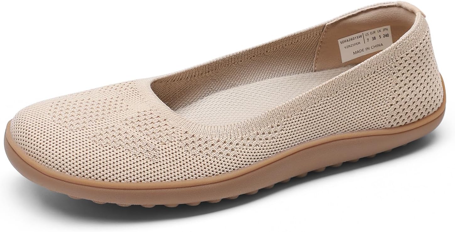 DREAM PAIRS Women's Ballet Flats Dressy Arch Support Wide Toe Box Knit Flats Comfortable Round Toe Slip On Travel Work Business Office Barefoot Shoes - Image 4