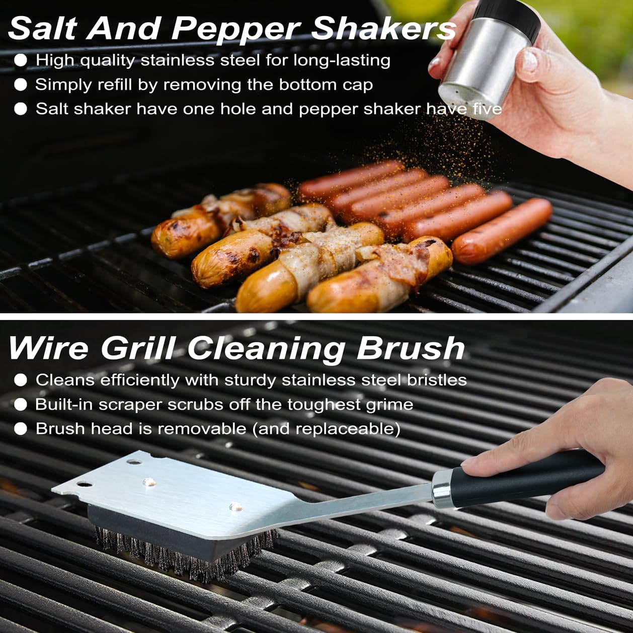 POLIGO 22PCS Heavy Duty BBQ Grill Accessories Set, Non-Slip Grill Tools for Outdoor Grill Set Stainless Steel Grill Utensils Set, Deluxe Grilling Tools Set in Aluminum Case Ideal Gifts for Men Black - Image 7