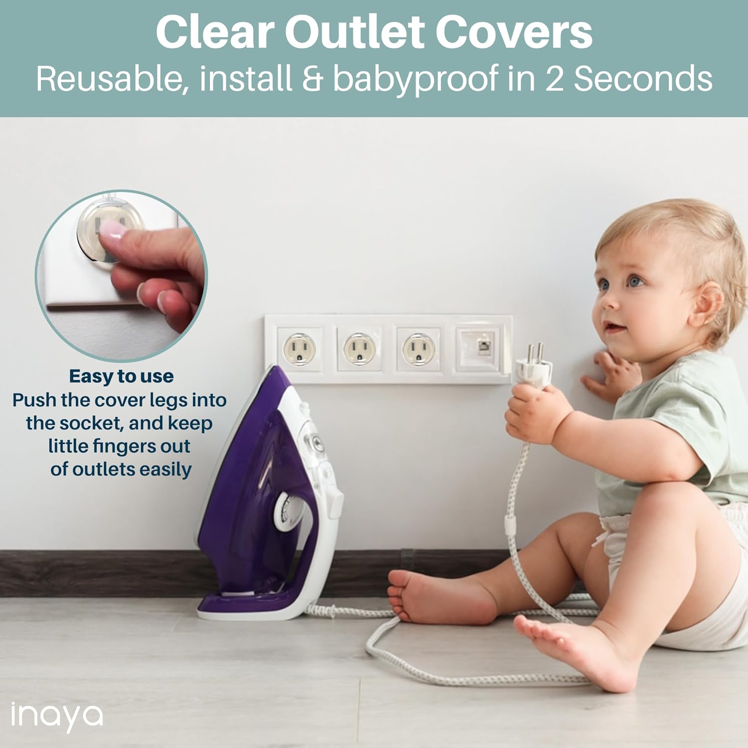 Inaya Complete Baby Proofing Kit - Child Safety Hidden Locks for Cabinets & Drawers, Adjustable Safety Latches, Corner Guards and Outlet Covers - Baby Proof Pack to Keep Your Child Safe at Home - Image 6