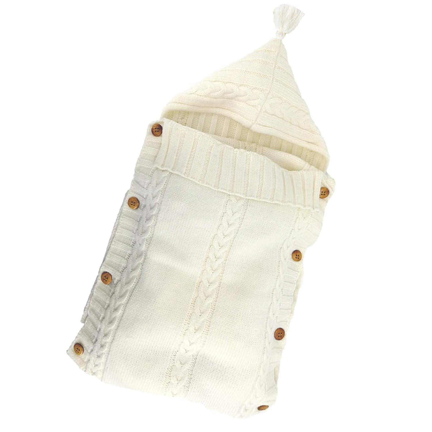 XMWEALTHY Newborn Baby Wrap Swaddle Blanket Knit Sleeping Bag Receiving Blankets Stroller Wrap for Baby Beige 0-6 Month - Image 2