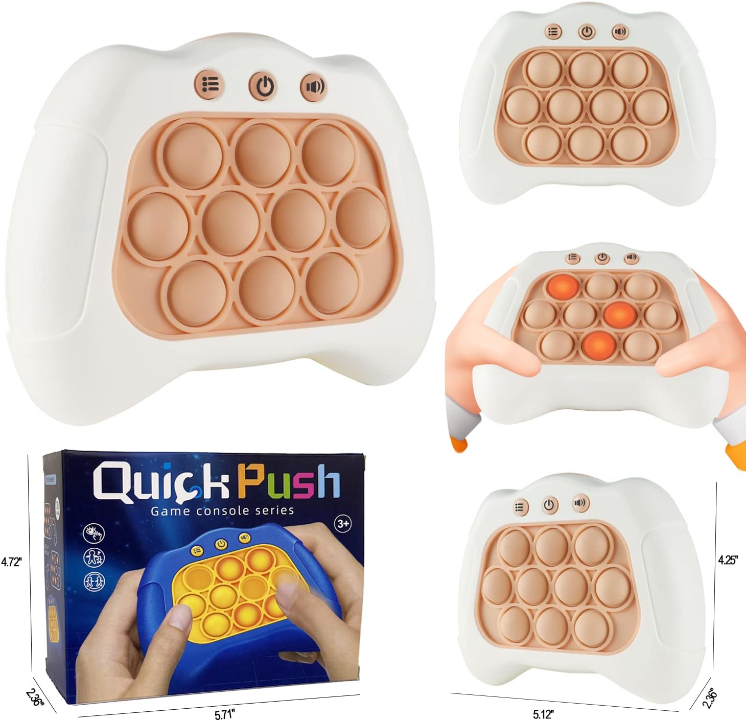 Intoypad Pop The Target! Handheld Speed Push Game Machine: A Fun Multiplayer Game for Family. Sensory Fidget Toy Christmas Toys Gifts for 6 7 8 9 10 11 12 Years Old Kids Road Trip Car Games Kids White - Image 4