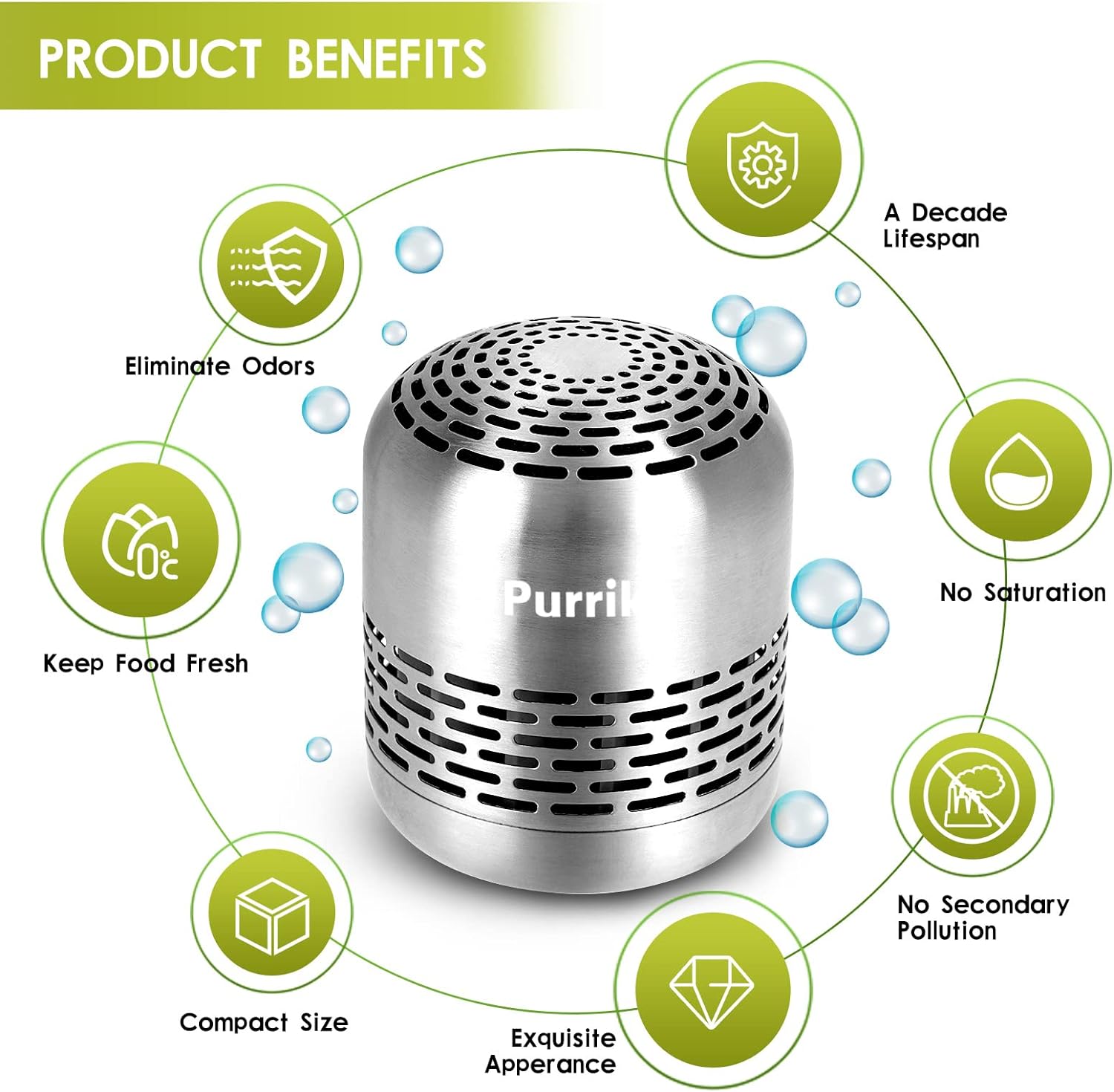Purriko Refrigerator Deodorizer,Lasts up to 10 Years,Refrigerator Odor Eliminator,Fridge Deodorizer,More Effective Than Baking Soda Bamboo Air Purifying Bags - Image 5