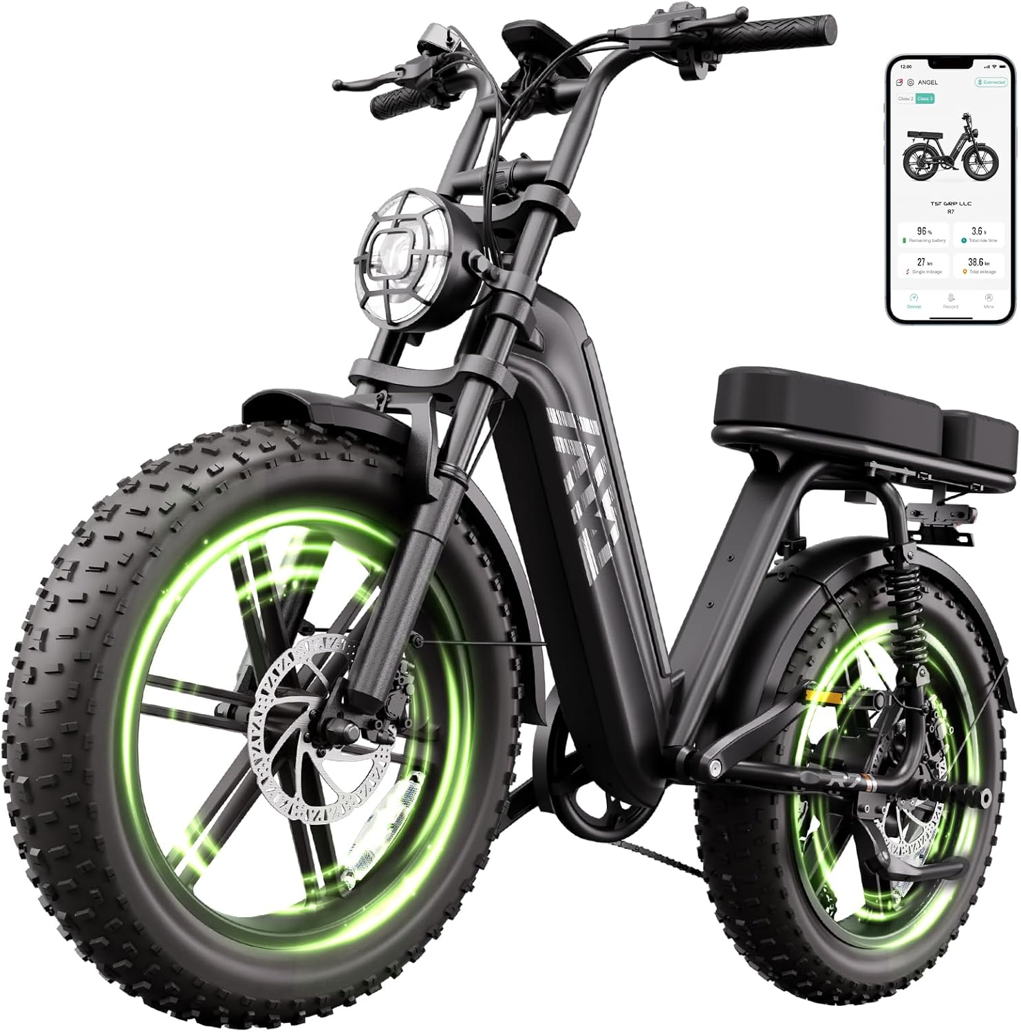 TST Electric Bike for Adults 1500W Peak 20" Fat Tire All-Terrain E-Bike 60 Miles 28MPH Electric Dirt Bike for Road Sand Mountain Snow - 48V 15AH Battery Powered Electric Motorcycle for Adventure