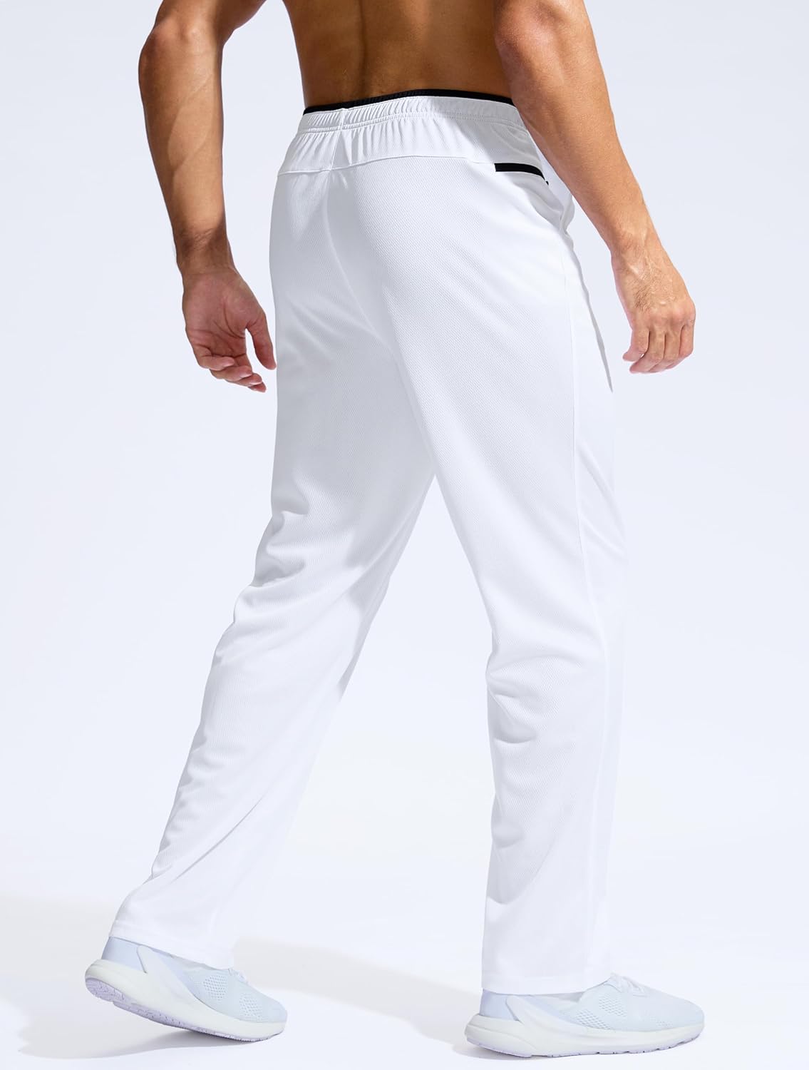 Pudolla Men's Lightweight Mesh Sweatpants Loose Fit Open Bottom Athletic Workout Gym Pants with Zipper Pockets - Image 2