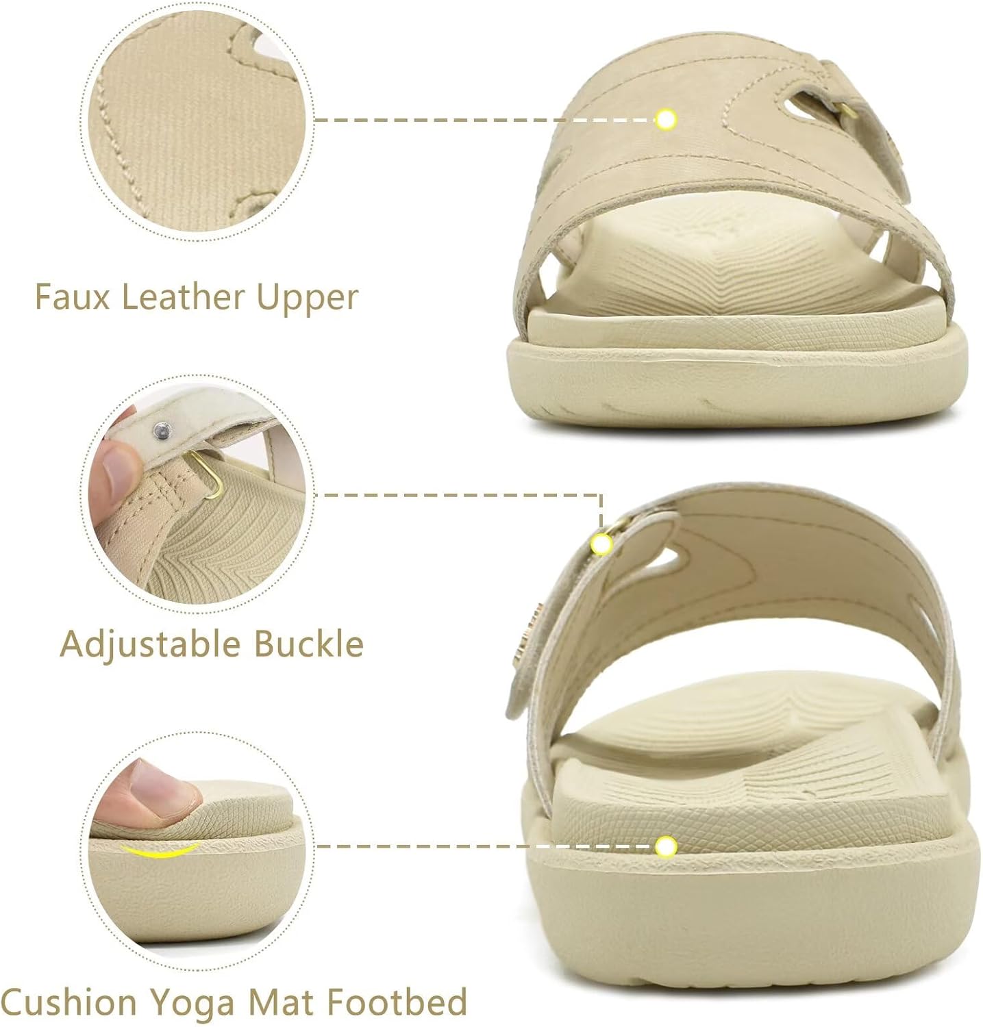KuaiLu Womens Fashion Orthotic Slides Ladies Lightweight Athletic Yoga Mat Sandals Slip On Thick Cushion Slippers Sandals With Comfortable Plantar Fasciitis Arch Support - Image 5