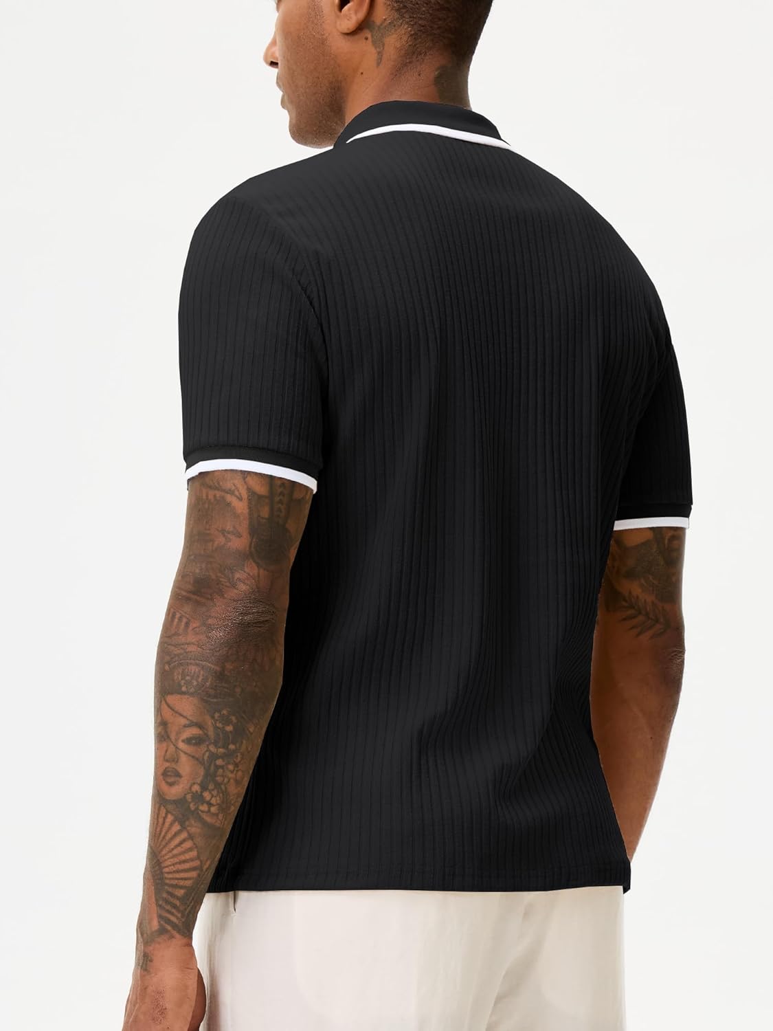 Comdecevis Men's Knit Polo Shirts Regular Fit Lightweight Business Casual Stretch Textured Collared Polo Short Sleeve - Image 5