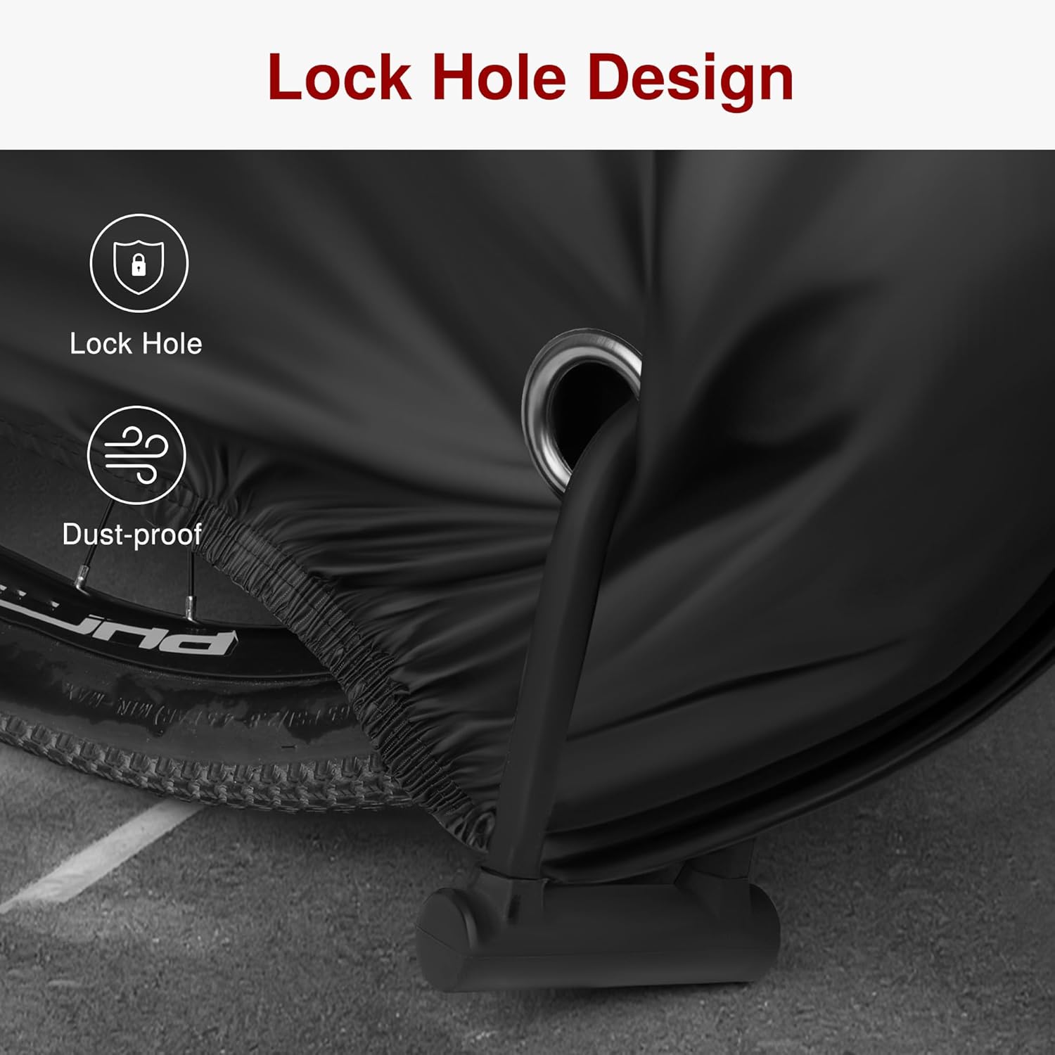 Puroma Bike Cover for 1/2/3 Bikes, Waterproof Outdoor Storage Bicycle Covers Rain Sun UV Dust Wind Proof with Lock Hole for Mountain Road Electric Bike - Image 4