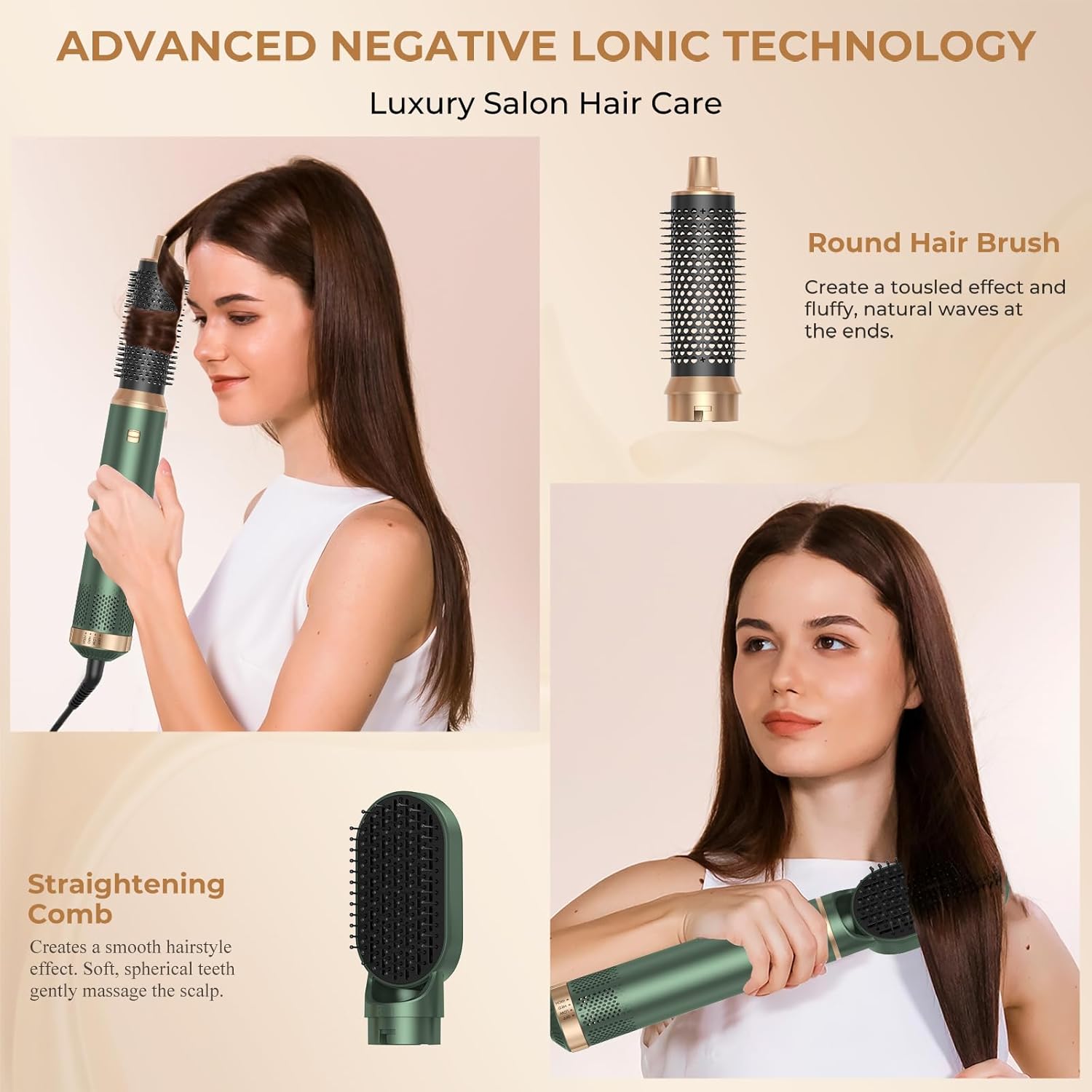 5 in 1 Blow Dryer Brush, Upgrade Hair Dryer Brush Set Negative Ion Air Styler Curling Wrap Air Curler, Hot Air Brush Curling Iron Hair Styling Tools As A Gift for Straight/Curl/Dry/Smooth - Image 8