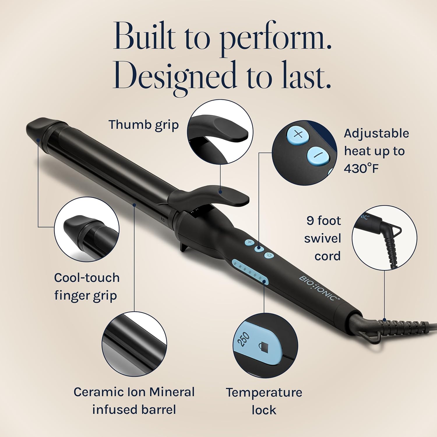 Bio Ionic Long Barrel Curling Iron with Moisture Heat Technology & NanoIonic MX Versatile Curling Wand - Multiple Barrel Sizes for Tight, Classic, Loose & Soft Curls - Image 6