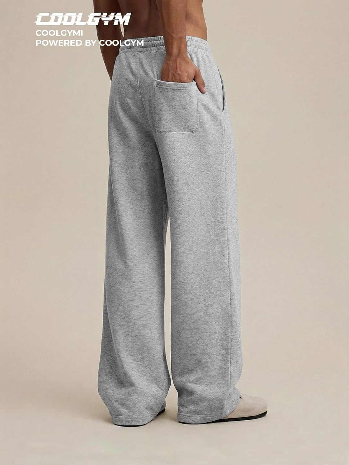 Mens Baggy Sweatpants Wide Leg Loose Open Bottom Uncuffed Gym Casual Lightweight Y2K Pants Relaxed Pocket No Wrinkle - Image 3