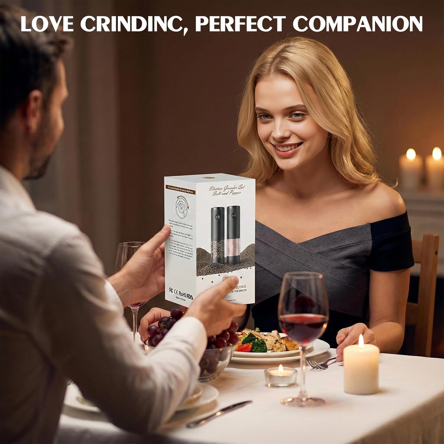 Electric Salt and Pepper Grinder Set Automatic Battery Pepper Mill Shakers Adjustable Coarseness Upgraded Larger Capacity with Led Home and Kitchen Appliances Birthday Gifts for Women Mom - Image 7